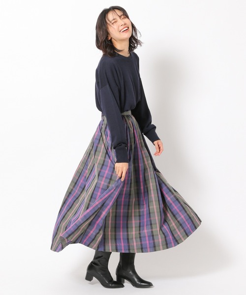 BARNYARDSTORM(バンヤードストーム)の「BARNYARDSTORM / チェックフレアスカート(スカート・レディース・ブラック/オフホワイト/ブルー/グリーン/ベージュ・FREE)」の22枚目の写真