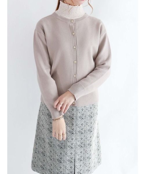 Te chichi（テチチ）の「ダブルジャカードクルーネックカーディガン（カーディガン/ボレロ・レディース・ブラック/グレー/ブルー/ベージュ系その他・ﾌﾘ-）」の3枚目の写真