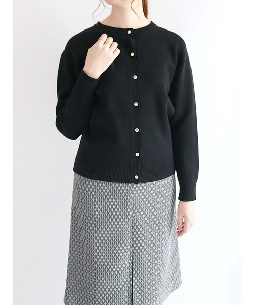 Te chichi（テチチ）の「ダブルジャカードクルーネックカーディガン（カーディガン/ボレロ・レディース・ブラック/グレー/ブルー/ベージュ系その他・ﾌﾘ-）」の2枚目の写真