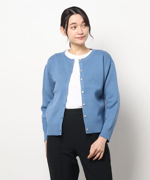 Te chichi（テチチ）の「ダブルジャカードクルーネックカーディガン（カーディガン/ボレロ・レディース・ブラック/グレー/ブルー/ベージュ系その他・ﾌﾘ-）」の8枚目の写真