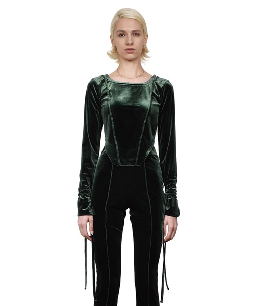 VIAVANDA（ヴィアヴァンダ）の「Velour Cutting Tops（その他トップス