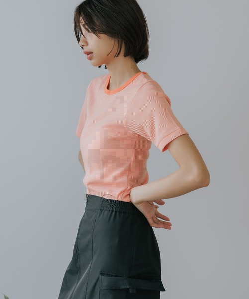 MILLER（ミラー）の「R.P.miller/ミラー H/S CREW TEE クルーネックTシャツ インナー（Tシャツ/カットソー・レディース・ブラウン/ホワイト/ホワイト×ネイビー/オレンジ/グリーン/グレー/アイボリー/モカ/イエロー・FREE）」の9枚目の写真