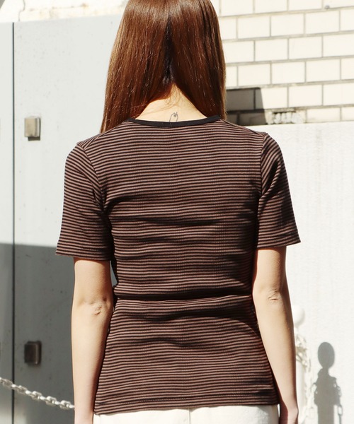 MILLER（ミラー）の「R.P.miller/ミラー H/S CREW TEE クルーネックTシャツ インナー（Tシャツ/カットソー・レディース・ブラウン/ホワイト/ホワイト×ネイビー/オレンジ/グリーン/グレー/アイボリー/モカ/イエロー・FREE）」の11枚目の写真