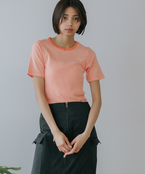 tシャツ R.P.miller/ミラー PANELRIB polo S/S tee Tシャツ レディース Robert P. Miller tシャツ R.P.miller/ミラー パネルリブH/S 5分