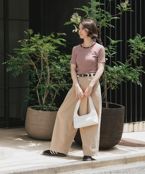 MILLER(ミラー)の「R.P.miller/ミラー H/S CREW TEE クルーネックTシャツ インナー(Tシャツ/カットソー・レディース・ブラウン/ホワイト/ホワイト×ネイビー/オレンジ/グリーン/グレー/アイボリー/モカ/イエロー・FREE)」の21枚目の写真