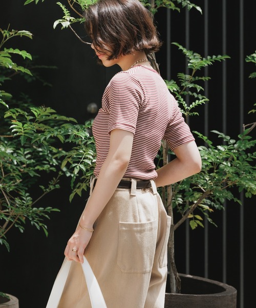MILLER(ミラー)の「R.P.miller/ミラー H/S CREW TEE クルーネックTシャツ インナー(Tシャツ/カットソー・レディース・ブラウン/ホワイト/ホワイト×ネイビー/オレンジ/グリーン/グレー/アイボリー/モカ/イエロー・FREE)」の19枚目の写真