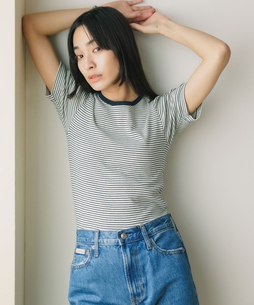 MILLER（ミラー）の「R.P.miller/ミラー H/S CREW TEE クルーネックTシャツ インナー（Tシャツ/カットソー・レディース・ブラウン/ホワイト/ホワイト×ネイビー/オレンジ/グリーン/グレー/アイボリー/モカ/イエロー・FREE）」の18枚目の写真