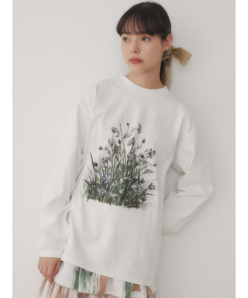 merry jenny(メリージェニー)の「草むら long Tee(Tシャツ/カットソー・レディース・オフホワイト/チャコールグレー/ベージュ・FREE)」の2枚目の写真