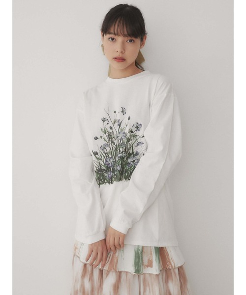 merry jenny(メリージェニー)の「草むら long Tee(Tシャツ/カットソー・レディース・オフホワイト/チャコールグレー/ベージュ・FREE)」の4枚目の写真
