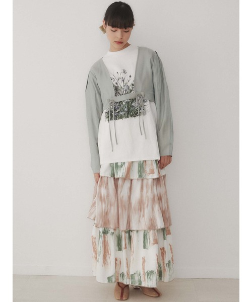 merry jenny(メリージェニー)の「草むら long Tee(Tシャツ/カットソー・レディース・オフホワイト/チャコールグレー/ベージュ・FREE)」の7枚目の写真