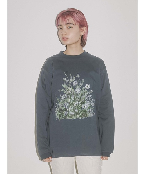 merry jenny(メリージェニー)の「草むら long Tee(Tシャツ/カットソー・レディース・オフホワイト/チャコールグレー/ベージュ・FREE)」の9枚目の写真