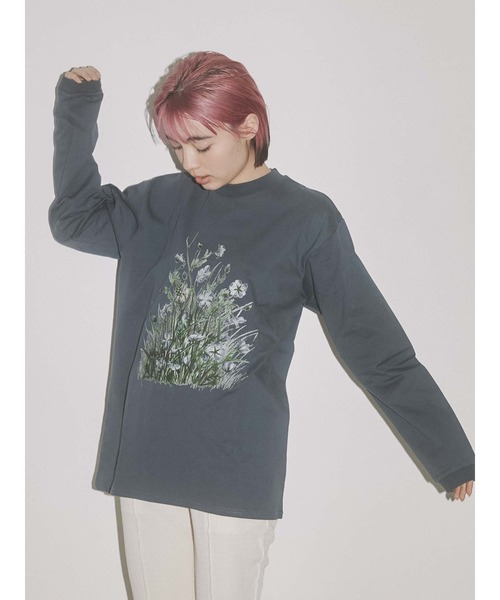 merry jenny(メリージェニー)の「草むら long Tee(Tシャツ/カットソー・レディース・オフホワイト/チャコールグレー/ベージュ・FREE)」の11枚目の写真