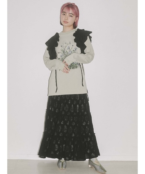 merry jenny(メリージェニー)の「草むら long Tee(Tシャツ/カットソー・レディース・オフホワイト/チャコールグレー/ベージュ・FREE)」の19枚目の写真