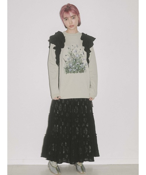 merry jenny(メリージェニー)の「草むら long Tee(Tシャツ/カットソー・レディース・オフホワイト/チャコールグレー/ベージュ・FREE)」の21枚目の写真