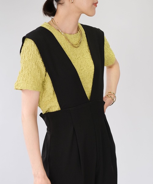 ＡＮＤＪ（アンドジェイ）の「Vネックサロペットオールインワン（サロペット/オーバーオール・レディース・ベージュ/モカ/ブラック・M）」の6枚目の写真