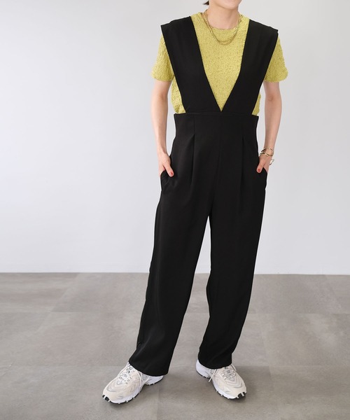 ＡＮＤＪ（アンドジェイ）の「Vネックサロペットオールインワン（サロペット/オーバーオール・レディース・ベージュ/モカ/ブラック・M）」の7枚目の写真