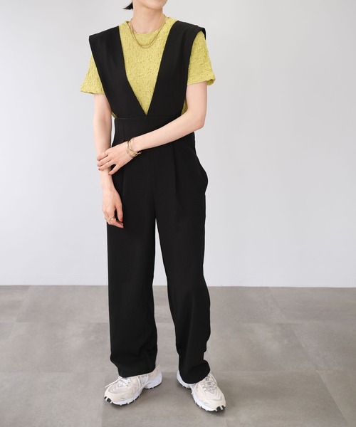 ＡＮＤＪ（アンドジェイ）の「Vネックサロペットオールインワン（サロペット/オーバーオール・レディース・ベージュ/モカ/ブラック・M）」の12枚目の写真