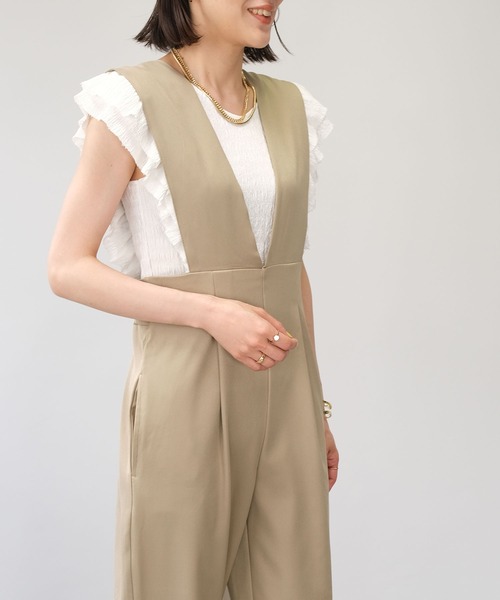 ＡＮＤＪ（アンドジェイ）の「Vネックサロペットオールインワン（サロペット/オーバーオール・レディース・ベージュ/モカ/ブラック・M）」の18枚目の写真