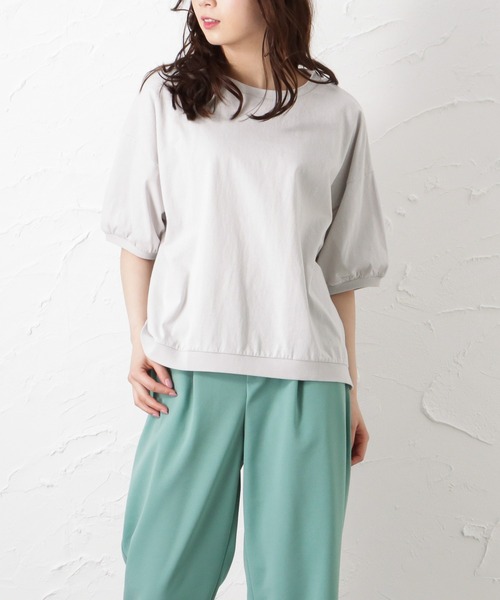 NAVY(ネイビー)の「リブ付き アソートTシャツ 無地 ボーダー(Tシャツ/カットソー・レディース・ピンク/ブルー/グレー/イエロー/ブラック・フリー)」の2枚目の写真