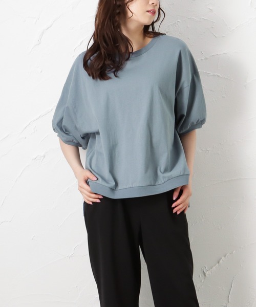 NAVY(ネイビー)の「リブ付き アソートTシャツ 無地 ボーダー(Tシャツ/カットソー・レディース・ピンク/ブルー/グレー/イエロー/ブラック・フリー)」の3枚目の写真