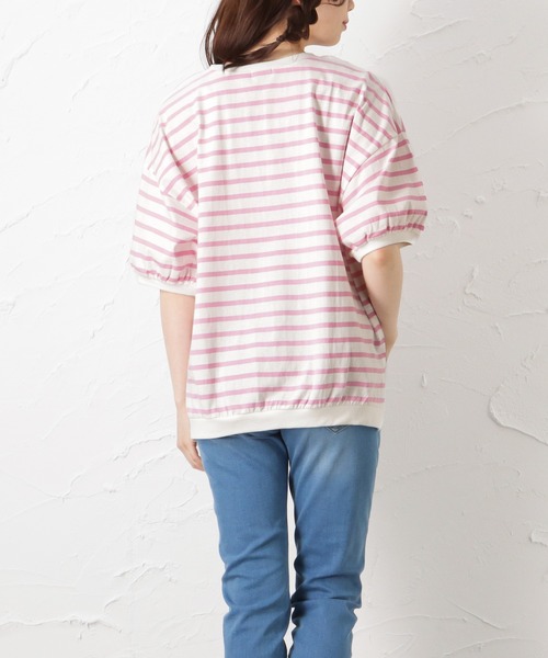 NAVY(ネイビー)の「リブ付き アソートTシャツ 無地 ボーダー(Tシャツ/カットソー・レディース・ピンク/ブルー/グレー/イエロー/ブラック・フリー)」の14枚目の写真