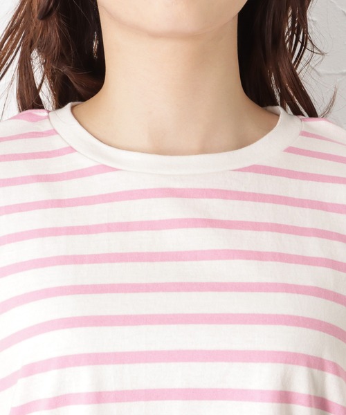 NAVY(ネイビー)の「リブ付き アソートTシャツ 無地 ボーダー(Tシャツ/カットソー・レディース・ピンク/ブルー/グレー/イエロー/ブラック・フリー)」の9枚目の写真