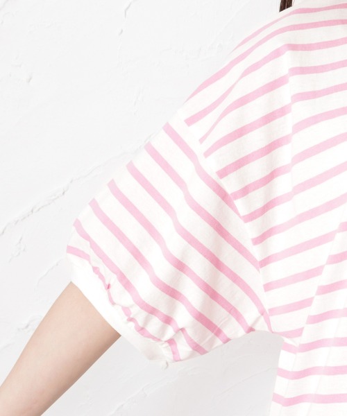 NAVY(ネイビー)の「リブ付き アソートTシャツ 無地 ボーダー(Tシャツ/カットソー・レディース・ピンク/ブルー/グレー/イエロー/ブラック・フリー)」の8枚目の写真