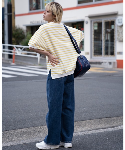 NAVY(ネイビー)の「リブ付き アソートTシャツ 無地 ボーダー(Tシャツ/カットソー・レディース・ピンク/ブルー/グレー/イエロー/ブラック・フリー)」の18枚目の写真