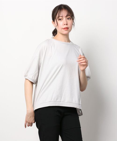 NAVY(ネイビー)の「リブ付き アソートTシャツ 無地 ボーダー(Tシャツ/カットソー・レディース・ピンク/ブルー/グレー/イエロー/ブラック・フリー)」の22枚目の写真