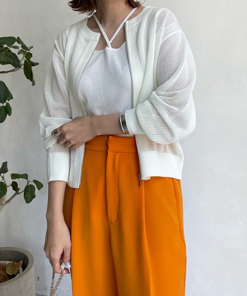 DouDou（ドゥドゥ）の「メッシュニットブルゾン（カーディガン/ボレロ・レディース・ブラック/ベージュ/オフホワイト・FREE）」の11枚目の写真