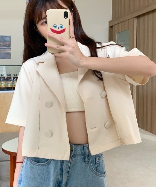 セール】ショート丈半袖ジャケット（テーラードジャケット