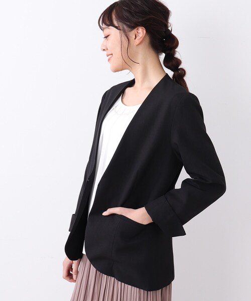 DRESKIP（ドレスキップ）の「◆ツイルノーカラージャケット【セットアップ可】（ノーカラージャケット・レディース・ブラック/オリーブ・02/03/04）」の13枚目の写真