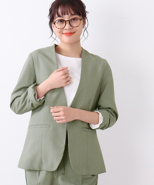 DRESKIP（ドレスキップ）の「◆ツイルノーカラージャケット【セットアップ可】（ノーカラージャケット・レディース・ブラック/オリーブ・02/03/04）」の19枚目の写真