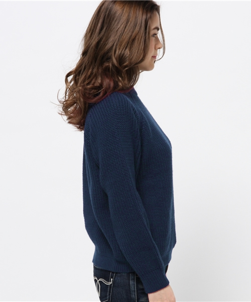 OUTLET（アウトレット）の「【WHO'S WHO gallery】MS畦ベーシックニット（ニット/セーター・レディース・ネイビー・FREE）」の3枚目の写真