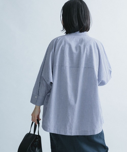 FORK&SPOON(フォークアンドスプーン)の「FORK&SPOON ドルマン7分袖シャツ(シャツ/ブラウス・レディース・ブラウン/ブルー・1)」の10枚目の写真