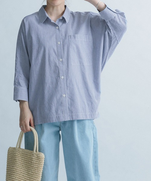 FORK&SPOON(フォークアンドスプーン)の「FORK&SPOON ドルマン7分袖シャツ(シャツ/ブラウス・レディース・ブラウン/ブルー・1)」の15枚目の写真