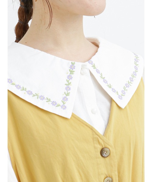 ehka sopo（エヘカソポ）の「花刺繍衿ブラウス（シャツ/ブラウス・レディース・グレー/オフホワイト/キナリ・ﾌﾘ-）」の11枚目の写真