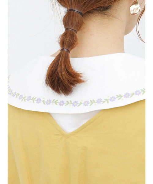 ehka sopo（エヘカソポ）の「花刺繍衿ブラウス（シャツ/ブラウス・レディース・グレー/オフホワイト/キナリ・ﾌﾘ-）」の14枚目の写真