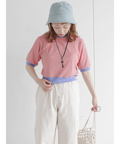 ehka sopo（エヘカソポ）の「バイカラージャカードプルオーバー（Tシャツ/カットソー・レディース・ブラック/レッド/オフホワイト/グリーン・ﾌﾘ-）」の5枚目の写真