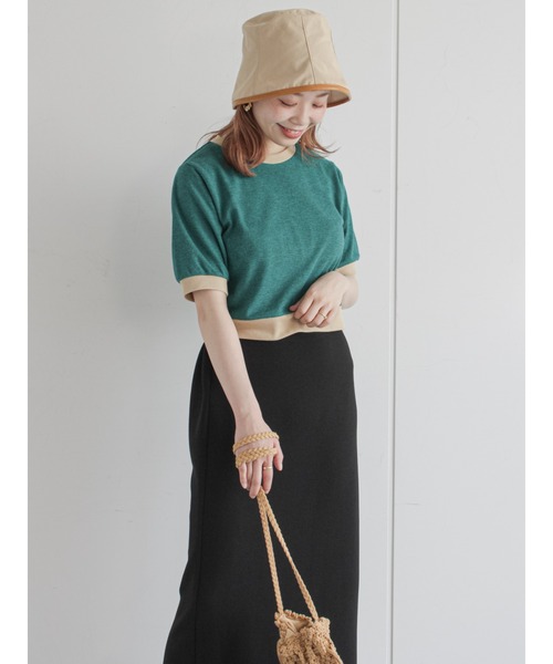 ehka sopo（エヘカソポ）の「バイカラージャカードプルオーバー（Tシャツ/カットソー・レディース・ブラック/レッド/オフホワイト/グリーン・ﾌﾘ-）」の3枚目の写真