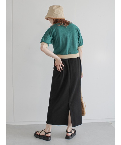 ehka sopo（エヘカソポ）の「バイカラージャカードプルオーバー（Tシャツ/カットソー・レディース・ブラック/レッド/オフホワイト/グリーン・ﾌﾘ-）」の11枚目の写真