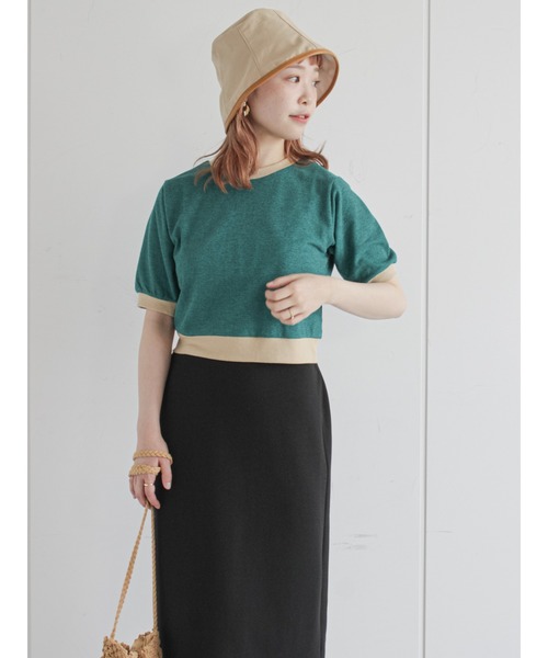 ehka sopo（エヘカソポ）の「バイカラージャカードプルオーバー（Tシャツ/カットソー・レディース・ブラック/レッド/オフホワイト/グリーン・ﾌﾘ-）」の12枚目の写真