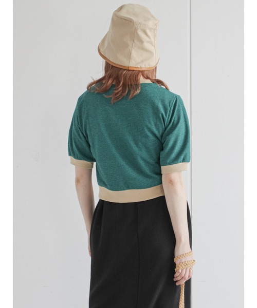 ehka sopo（エヘカソポ）の「バイカラージャカードプルオーバー（Tシャツ/カットソー・レディース・ブラック/レッド/オフホワイト/グリーン・ﾌﾘ-）」の13枚目の写真