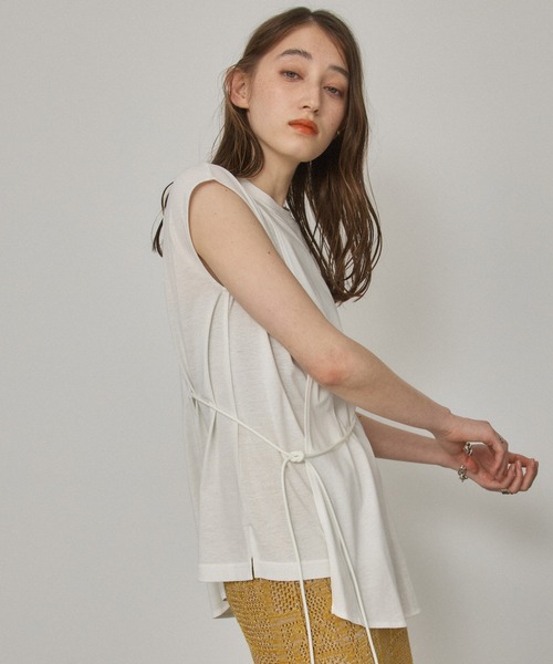 PUBLIC TOKYO(パブリックトウキョウ)の「フレンチスリーブアシンメトリーレイヤードTシャツ/ウォッシャブル(Tシャツ/カットソー・レディース・ホワイト/ブラック/レッド・FREE)」の6枚目の写真