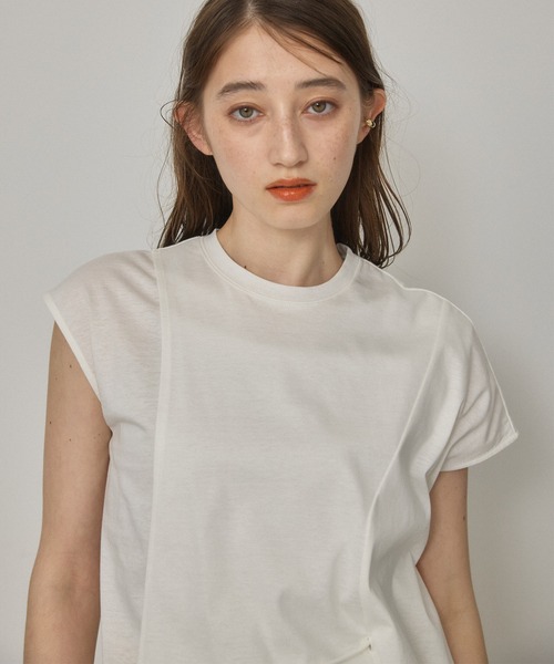 PUBLIC TOKYO(パブリックトウキョウ)の「フレンチスリーブアシンメトリーレイヤードTシャツ/ウォッシャブル(Tシャツ/カットソー・レディース・ホワイト/ブラック/レッド・FREE)」の8枚目の写真