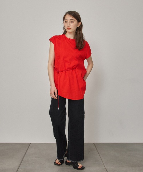 PUBLIC TOKYO(パブリックトウキョウ)の「フレンチスリーブアシンメトリーレイヤードTシャツ/ウォッシャブル(Tシャツ/カットソー・レディース・ホワイト/ブラック/レッド・FREE)」の11枚目の写真