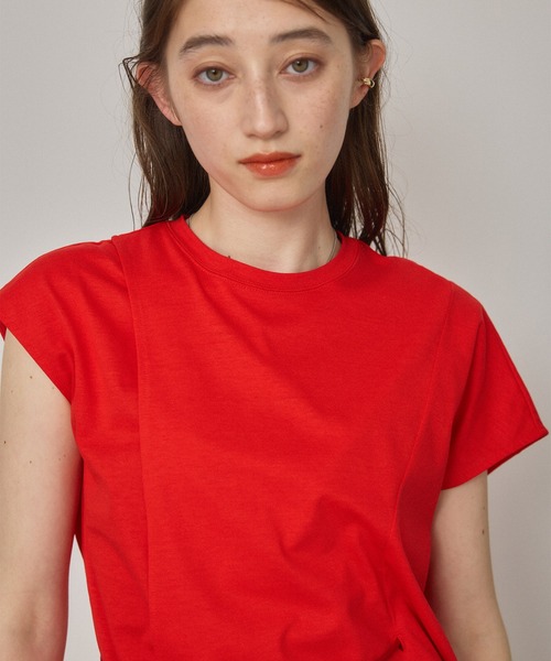 PUBLIC TOKYO(パブリックトウキョウ)の「フレンチスリーブアシンメトリーレイヤードTシャツ/ウォッシャブル(Tシャツ/カットソー・レディース・ホワイト/ブラック/レッド・FREE)」の16枚目の写真