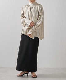 COLLAGE GALLARDAGALANTE | クラシカルに女性らしさを演出/スタンドカラーサテンシャツ(シャツ/ブラウス)