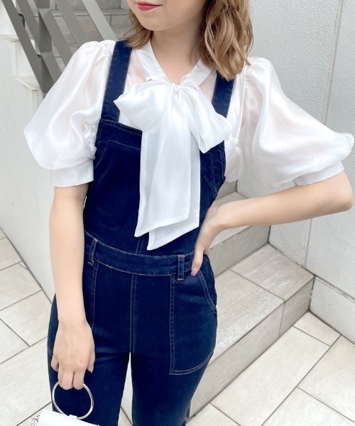 OLIVE des OLIVE（オリーブデオリーブ）の「配色ステッチサロペット（サロペット/オーバーオール・レディース・ブラック/ブラウン/ワンウォッシュ・FREE）」の13枚目の写真