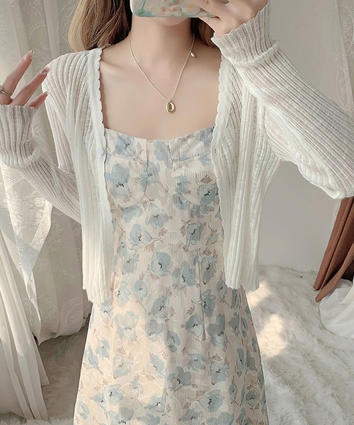 Primazel(プリマゼル)の「花柄ロングキャミワンピース(ワンピース・レディース・ブルー・M)」の2枚目の写真